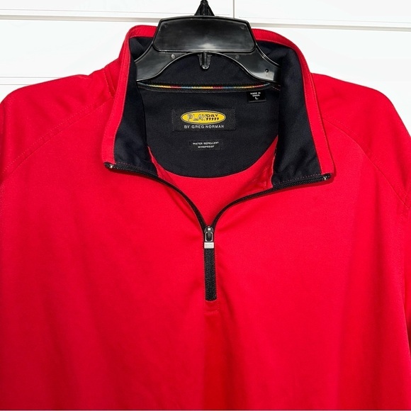 Greg Norman Golf Jacket Pullover 1/3 Zip Windproof Sz Large Red Water Repellent - Picture 5 of 12